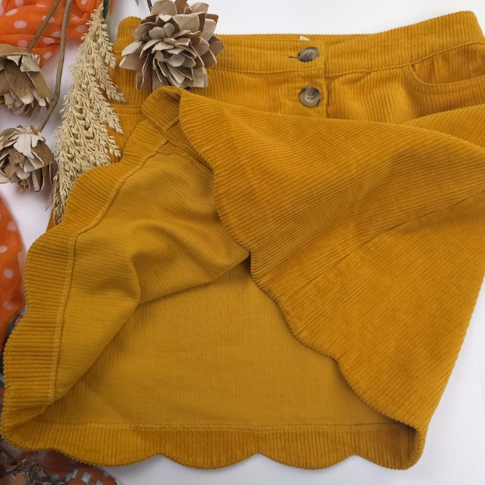 New Harper Button-Front Corduroy Mini Skirt in Mustard Sz M - Picture 5 of 9